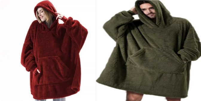 Bluza-koc do noszenia z polar oversize i kieszeń kangurka