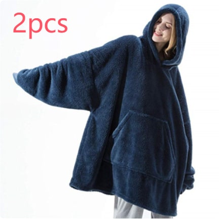 Bluza-koc do noszenia z polar oversize i kieszeń kangurka