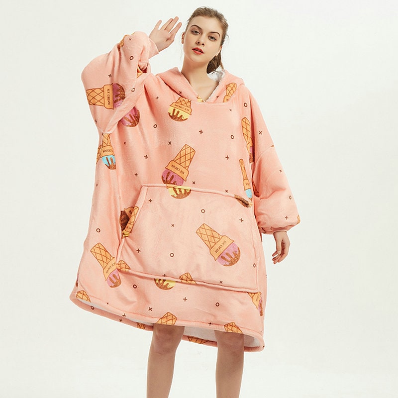 Bluza-koc do noszenia z sherpa Lining polar oversize Pullover