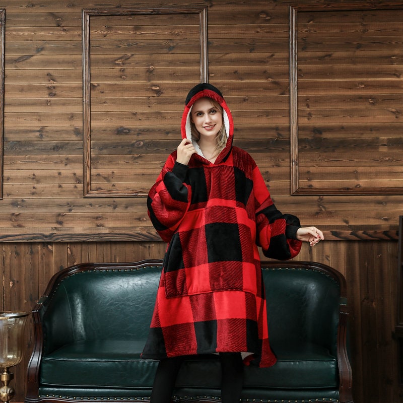 Bluza-koc do noszenia z sherpa Lining polar oversize Pullover